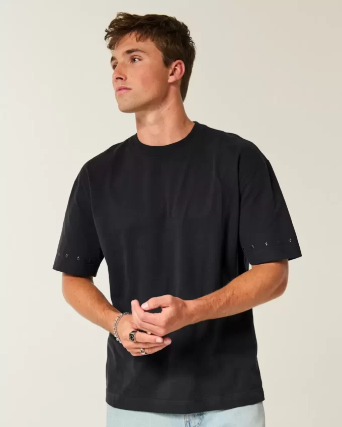 Boxy Heavyweight Star Ebellished Crew T-paita Boxy Heavyweight Star Ebellished Crew T-paita