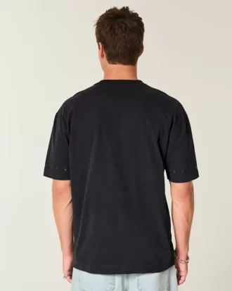 Boxy Heavyweight Star Ebellished Crew T-paita