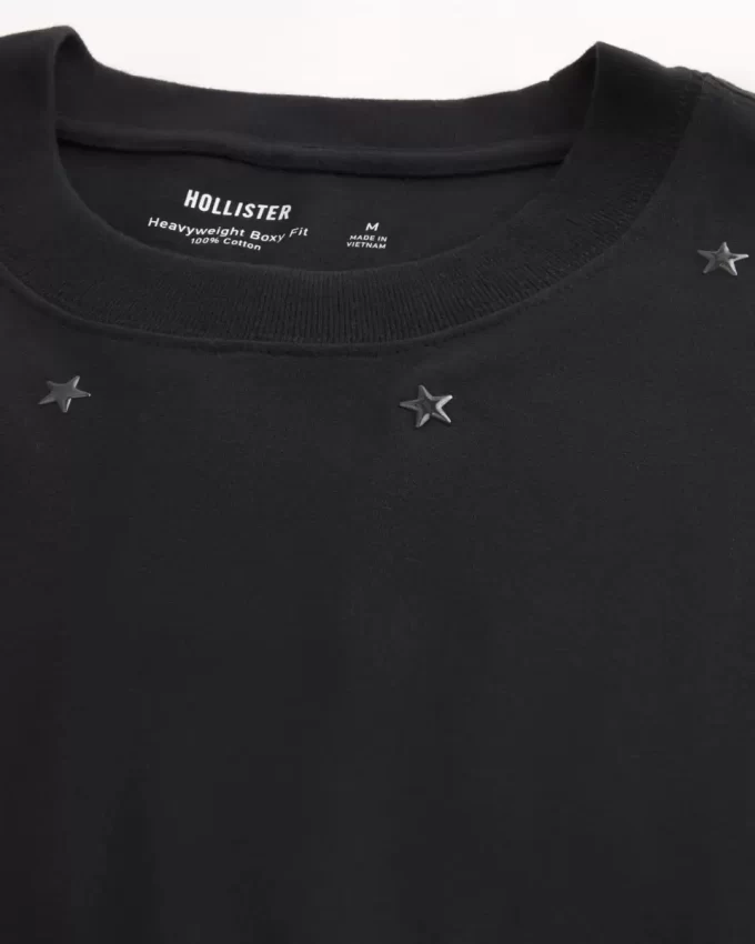 Boxy Heavyweight Star Ebellished Crew T-paita Boxy Heavyweight Star Ebellished Crew T-paita