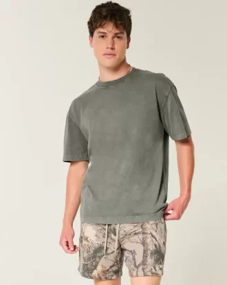 Boxy Heavyweight Washed Cotton Crew T-paita