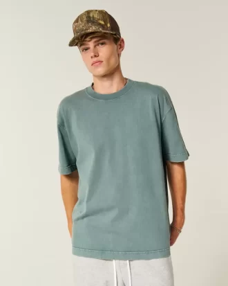 Boxy Heavyweight Washed Cotton Crew T-paita