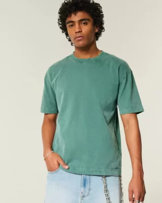 Boxy Heavyweight Washed Cotton Crew T-paita