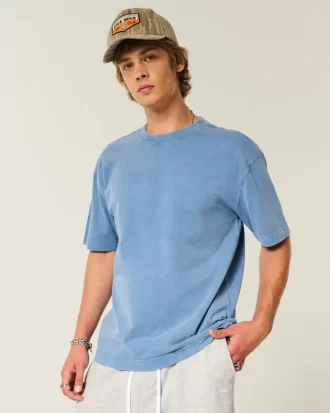 Boxy Heavyweight Washed Cotton Crew T-paita