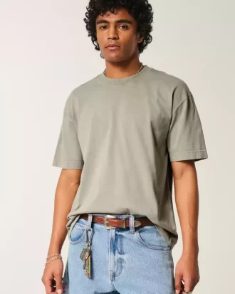 Boxy Heavyweight Washed Cotton Crew T-paita