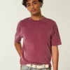 Boxy Heavyweight Washed Cotton Crew T-paita