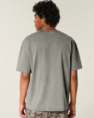 Boxy Heavyweight Washed Cotton Crew T-paita