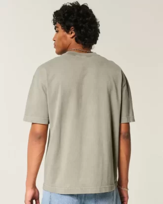 Boxy Heavyweight Washed Cotton Crew T-paita
