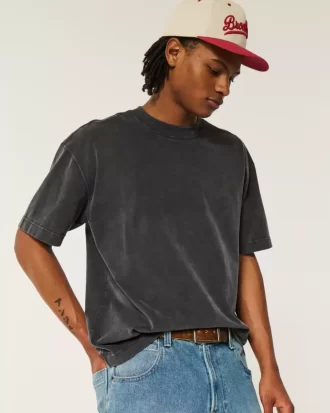 Boxy Heavyweight Washed Crew T-paita