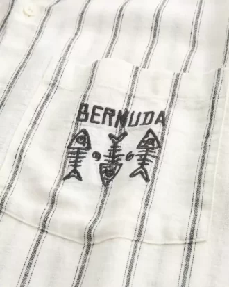 Boxy Linen-Blend Lyhythihainen Bermuda Graafinen paita