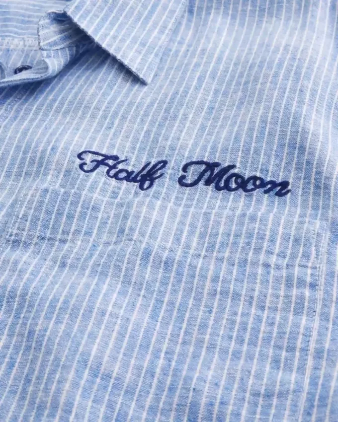 Boxy Linen-Blend lyhythihainen Half Moon Graafinen paita Boxy Linen-Blend lyhythihainen Half Moon Graafinen paita