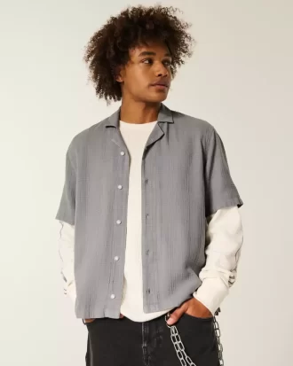 Boxy Linen-Blend lyhythihainen kuvioitu paita Boxy Linen-Blend lyhythihainen kuvioitu paita