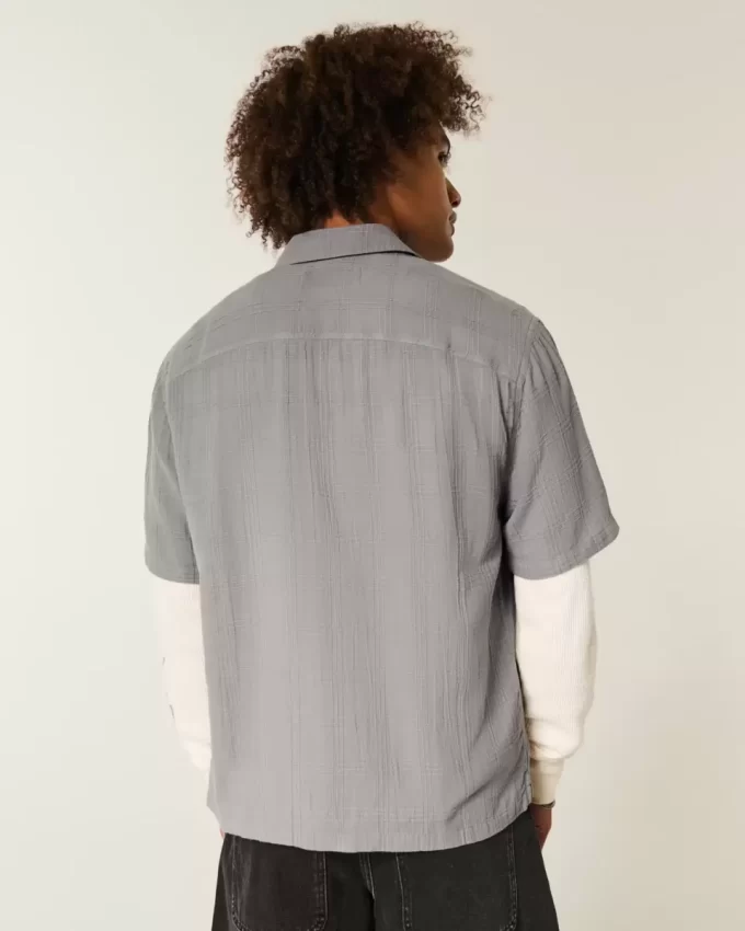 Boxy Linen-Blend lyhythihainen kuvioitu paita