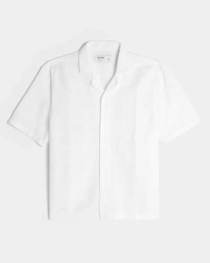 Boxy Linen-Blend lyhythihainen kuvioitu paita