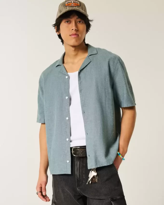 Boxy Linen-Blend lyhythihainen paita Boxy Linen-Blend lyhythihainen paita