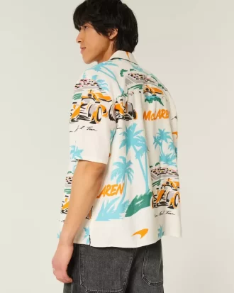 Boxy Linen-Blend McLaren Pattern -paita