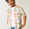 Boxy Linen-Blend Stamp Pattern -paita Boxy Linen-Blend Stamp Pattern -paita