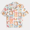 Boxy Linen-Blend Stamp Pattern -paita Boxy Linen-Blend Stamp Pattern -paita