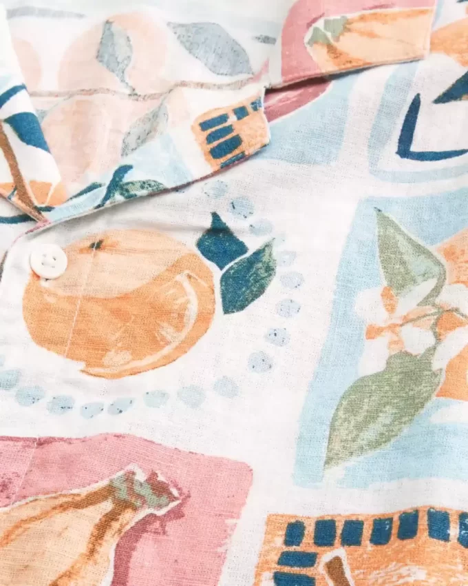 Boxy Linen-Blend Stamp Pattern -paita Boxy Linen-Blend Stamp Pattern -paita