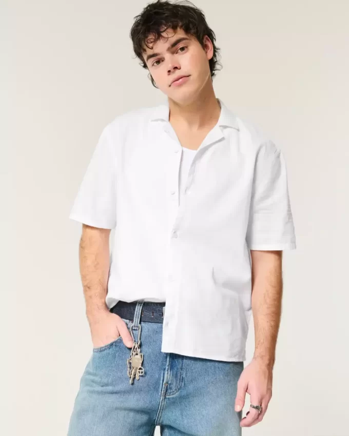 Boxy lyhythihainen pellavasekoituspaita Boxy lyhythihainen pellavasekoituspaita