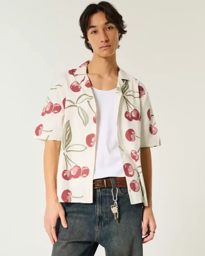 Boxy lyhythihainen pellavasekoituspaita Boxy lyhythihainen pellavasekoituspaita