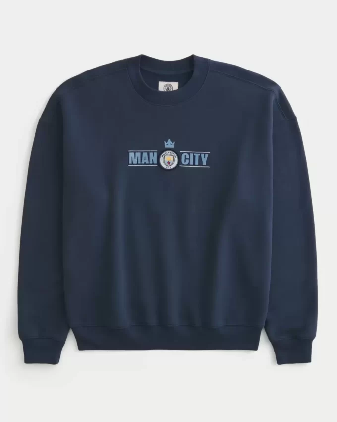 Boxy Manchester City FC Graphic Crew -huppari Boxy Manchester City FC Graphic Crew -huppari