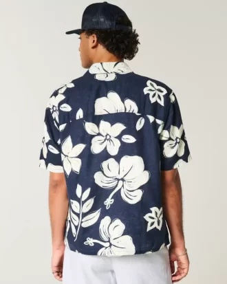 Boxy Tropical Pattern pellavasekoituspaita