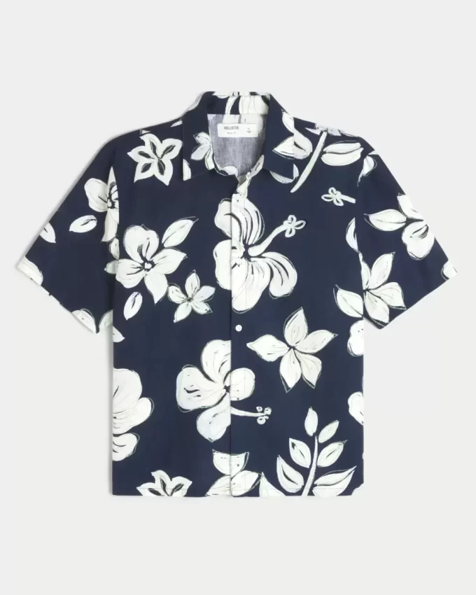 Boxy Tropical Pattern pellavasekoituspaita Boxy Tropical Pattern pellavasekoituspaita