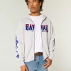 Boxy Zip-Up Hawaii Graphic -huppari