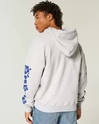 Boxy Zip-Up Hawaii Graphic -huppari