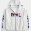 Boxy Zip-Up Hawaii Graphic -huppari