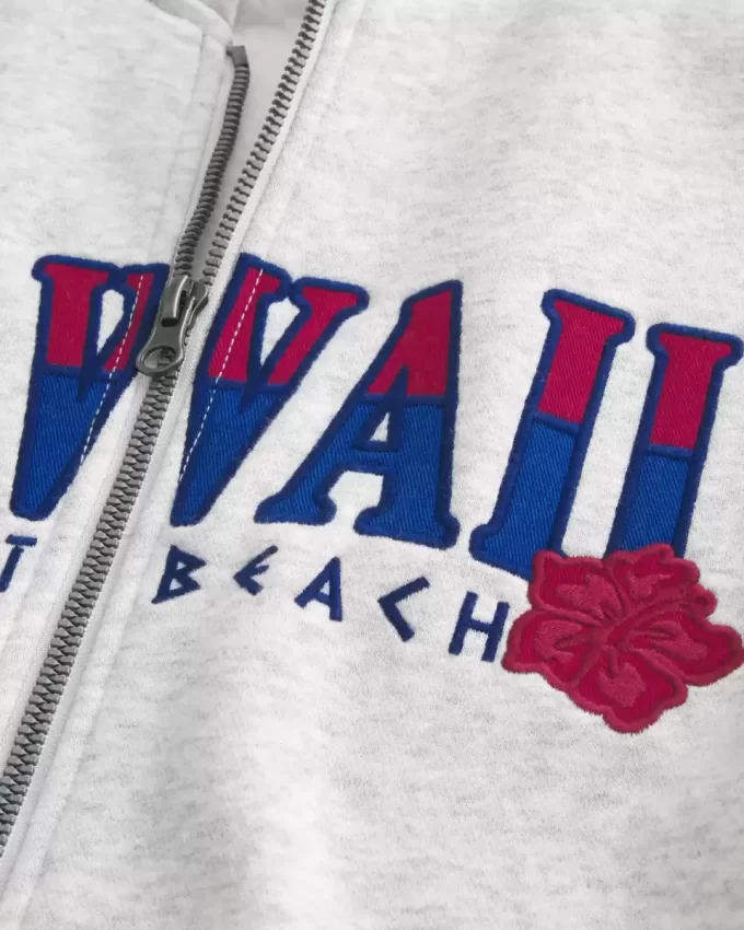 Boxy Zip-Up Hawaii Graphic -huppari