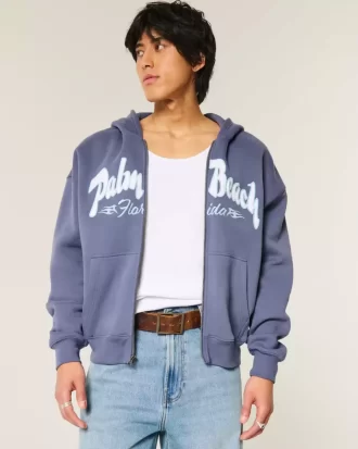 Boxy Zip-Up Palm Beach Graafinen collegepaita