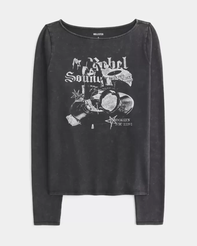 Brooklyn Music Graphic Slash-neck toppi Brooklyn Music Graphic Slash-neck toppi