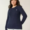 Cable-Knit Bow Crew -villapaita