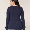 Cable-Knit Bow Crew -villapaita
