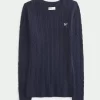 Cable-Knit Bow Crew -villapaita