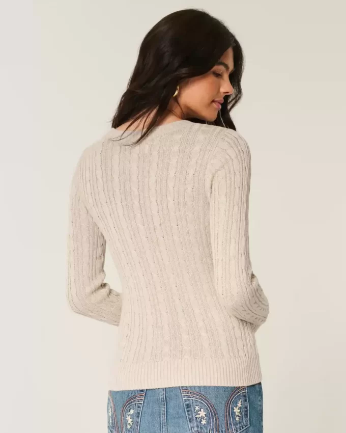 Cable-Knit Heart Crew -villapaita