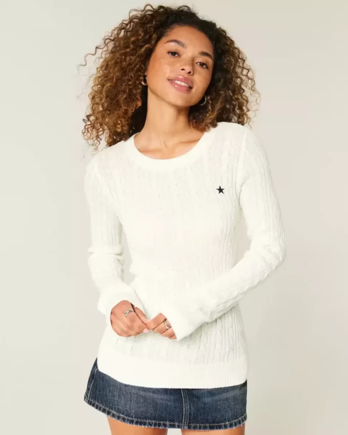 Cable-Knit Star Crew -villapaita