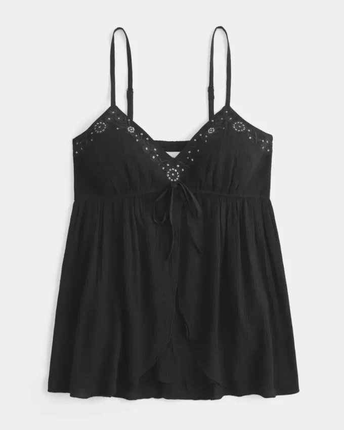 Crinkle Shine Flyaway Babydoll Top