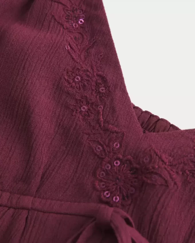 Crinkle Shine Flyaway Babydoll Top