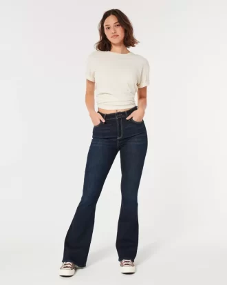 Curvy High-Rise Dark Wash Flare Farkut