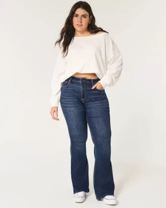 Curvy High-Rise Dark Wash Flare Farkut