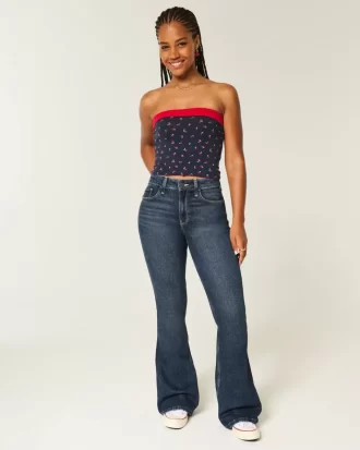 Curvy High-Rise Dark Wash Flare Farkut