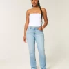 Curvy High Rise Distressed Light Wash Straight Farkut Curvy High Rise Distressed Light Wash Straight Farkut