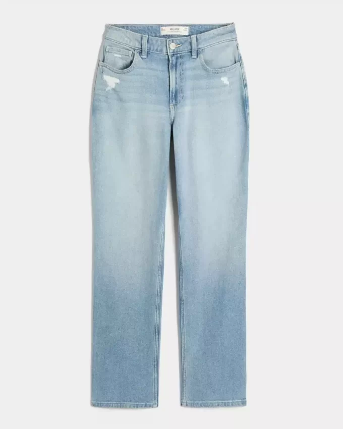 Curvy High Rise Distressed Light Wash Straight Farkut Curvy High Rise Distressed Light Wash Straight Farkut