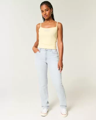 Curvy High-Rise Light Wash Straight Farkut