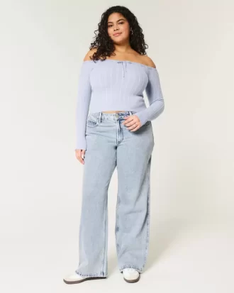 Curvy Mid Rise Medium Wash Baggy Farkut
