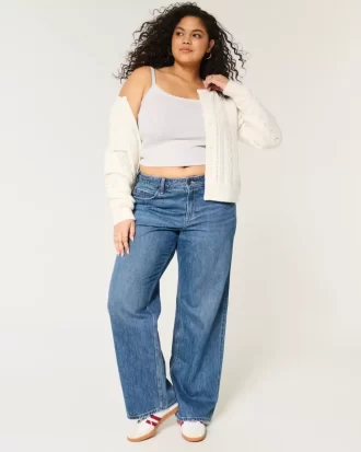 Curvy Mid Rise Medium Wash Baggy Farkut