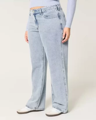 Curvy Mid Rise Medium Wash Baggy Farkut
