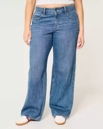 Curvy Mid Rise Medium Wash Baggy Farkut